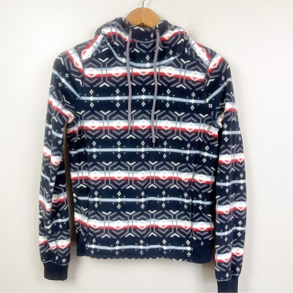 Abercrombie & Fitch Pullover Womens S Fjord Blue Sherpa Fleece Lined Hood